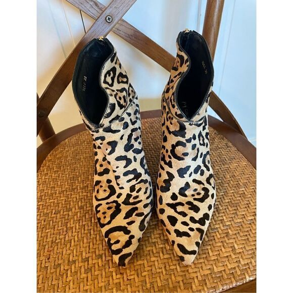 Grigiarancio Italian made point toe leopard calf hair booties size 39 - Picture 5 of 10